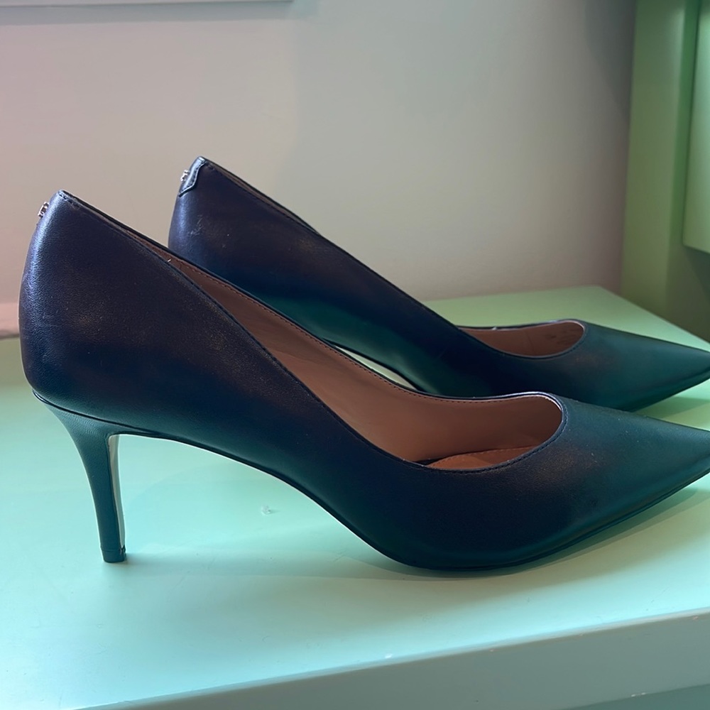 Sam Edelman Black Leather Pointed-Toe Pumps